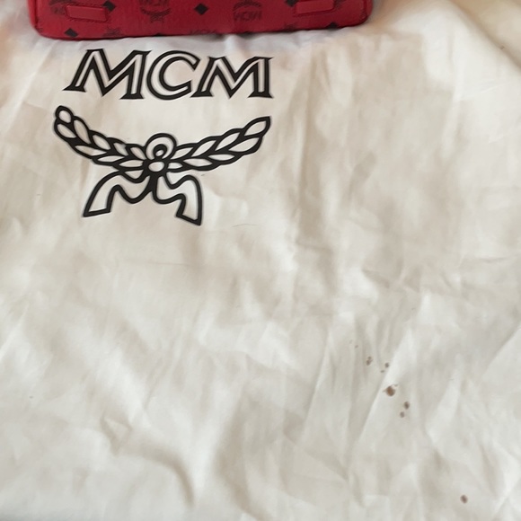Authentic Red Mcm back pack with black MCM logo main image 8